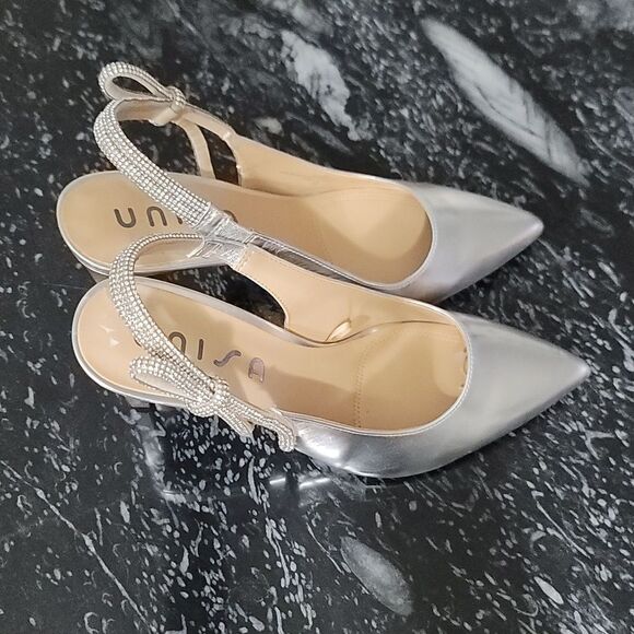 BRAND NEW UNISA SLINBACK HEELS with RHINESTONE POINTED TOEPUMP - Picture 4 of 14